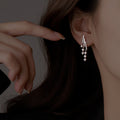 925 sterling silver glitter zirconium earrings - silvery