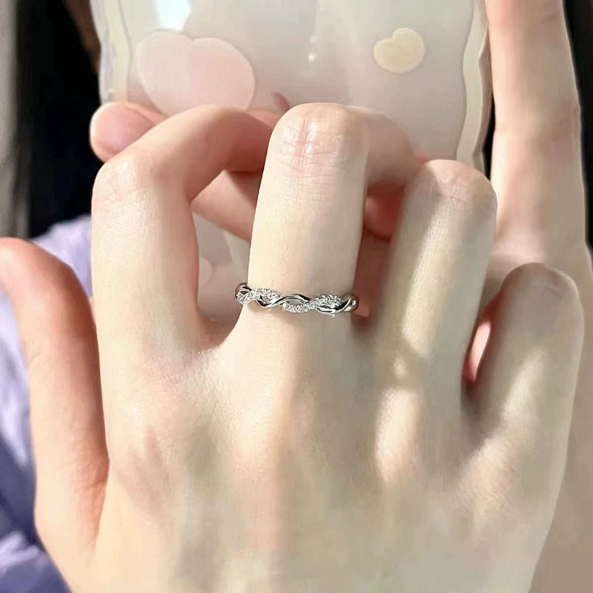 925 sterling silver open ring - silvery
