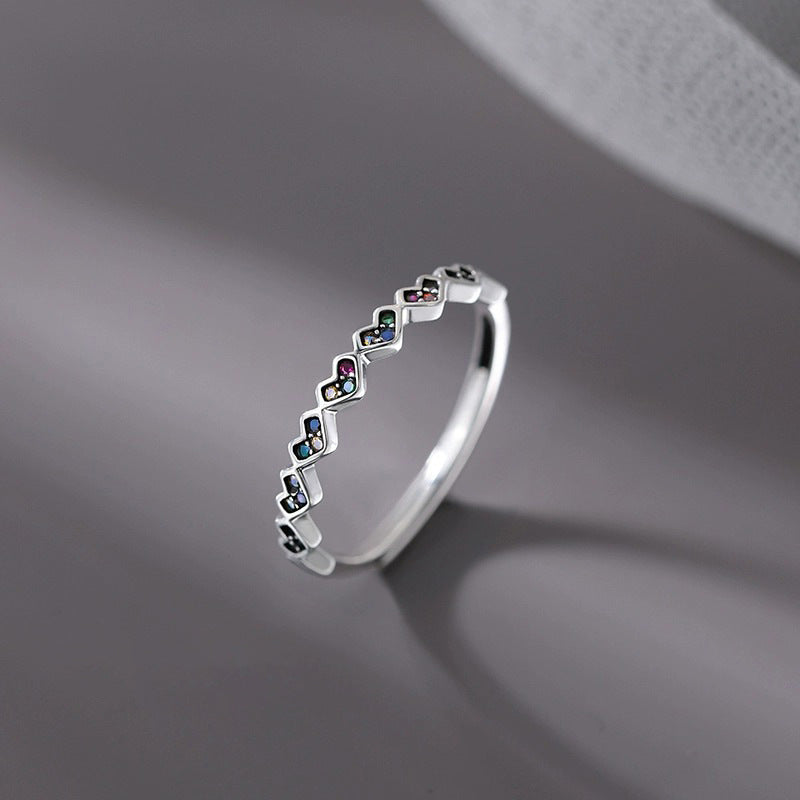 925 sterling silver heart ring - silvery