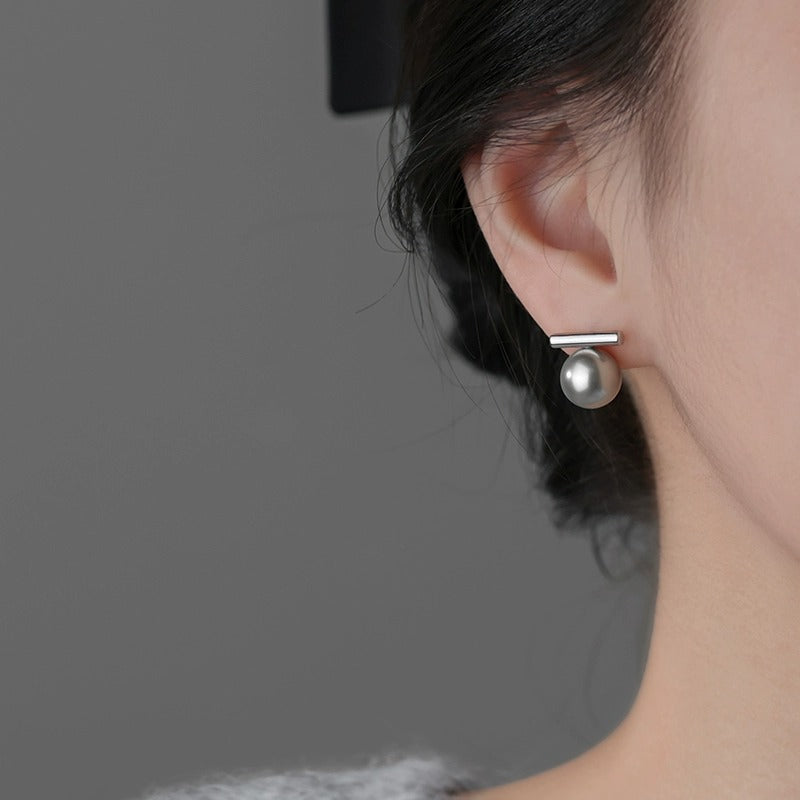 925 sterling silver grey pearl earrings