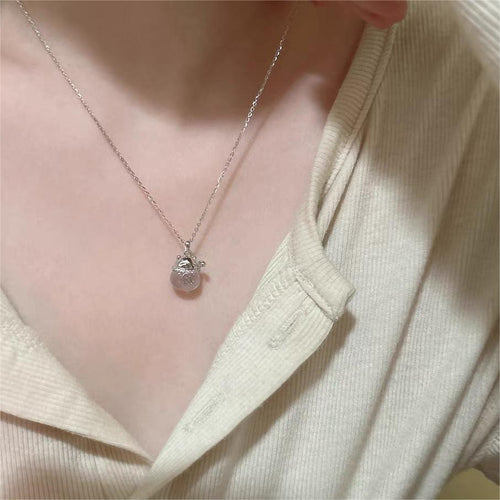 925 sterling silver chalcedony pendant necklace - silvery