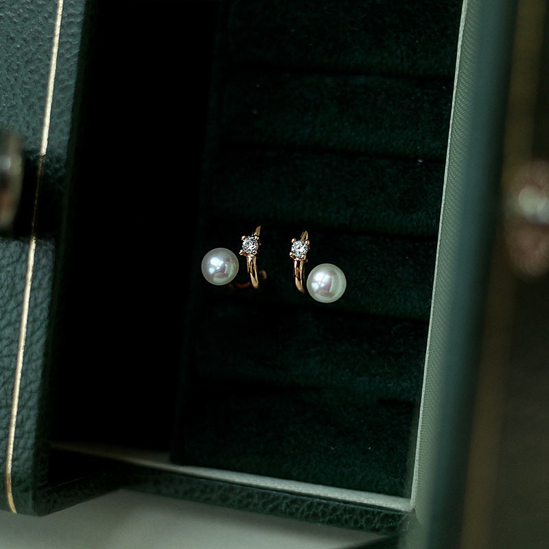 S925 sterling silver pearl earrings - rose golden