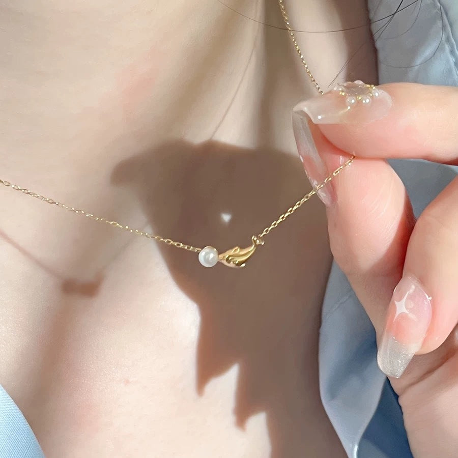 S925 sterling silver dolphin pendant necklace