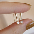 S925 Silver Sparkling Zirconia Earrings - Golden