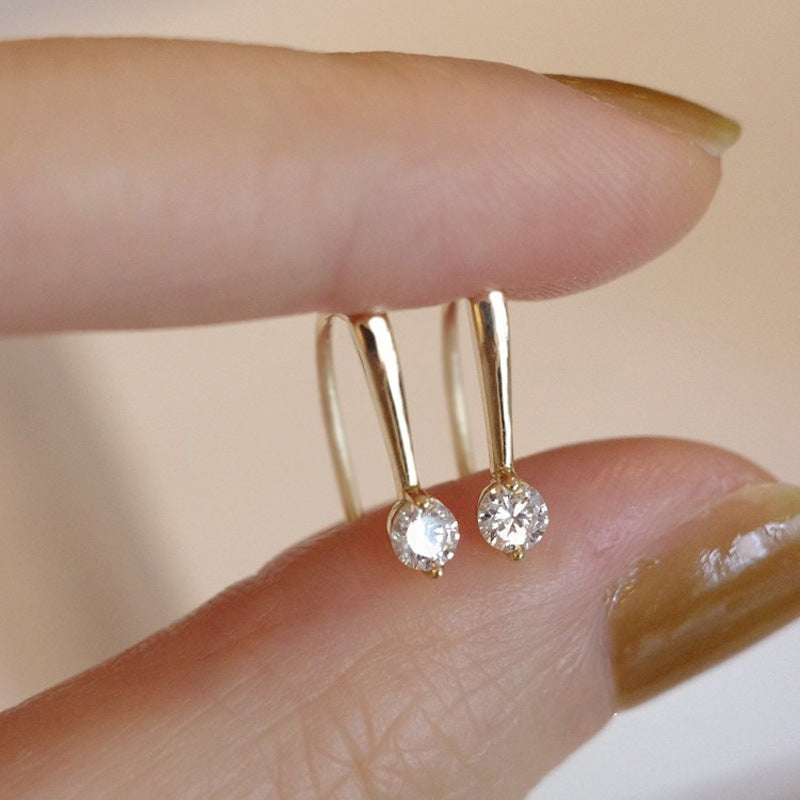 S925 Silver Sparkling Zirconia Earrings - Golden