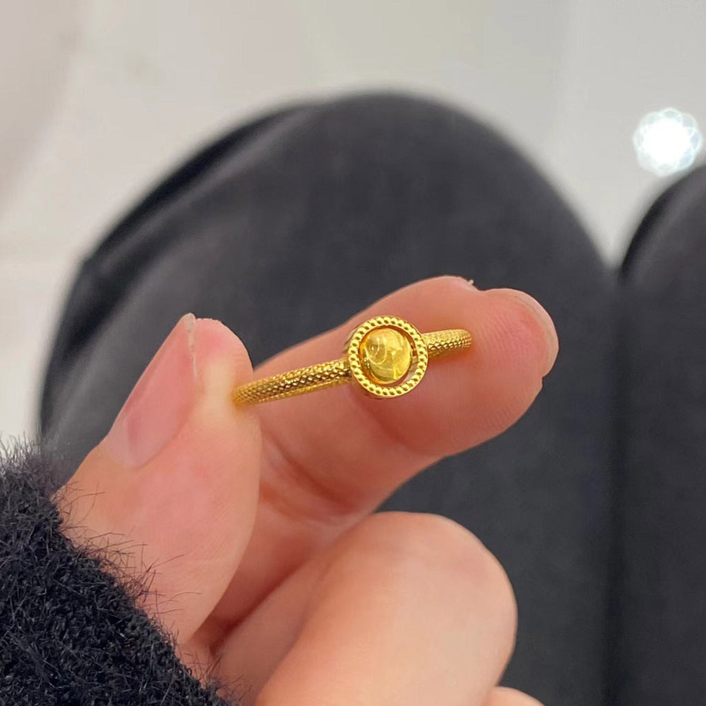 S925 sterling silver ring - golden