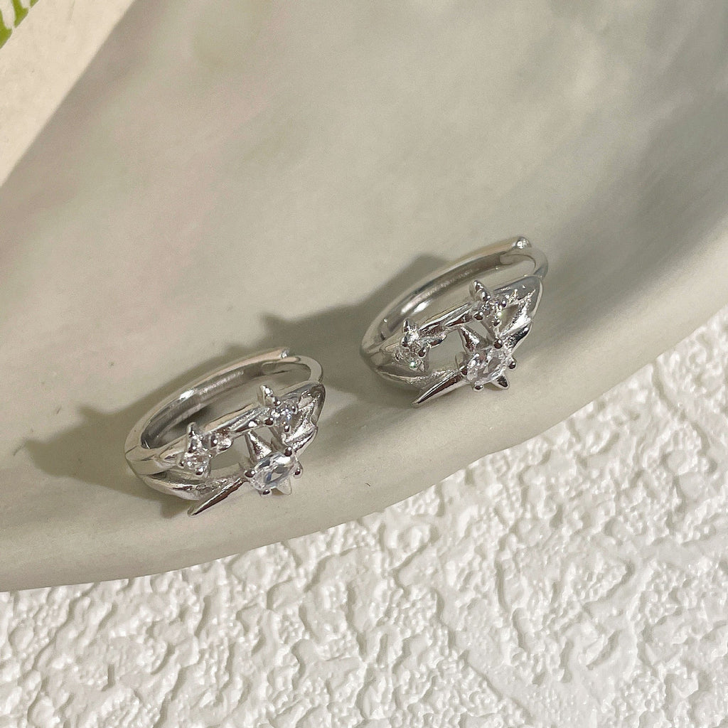 925 sterling silver zircon ear buckle - silvery