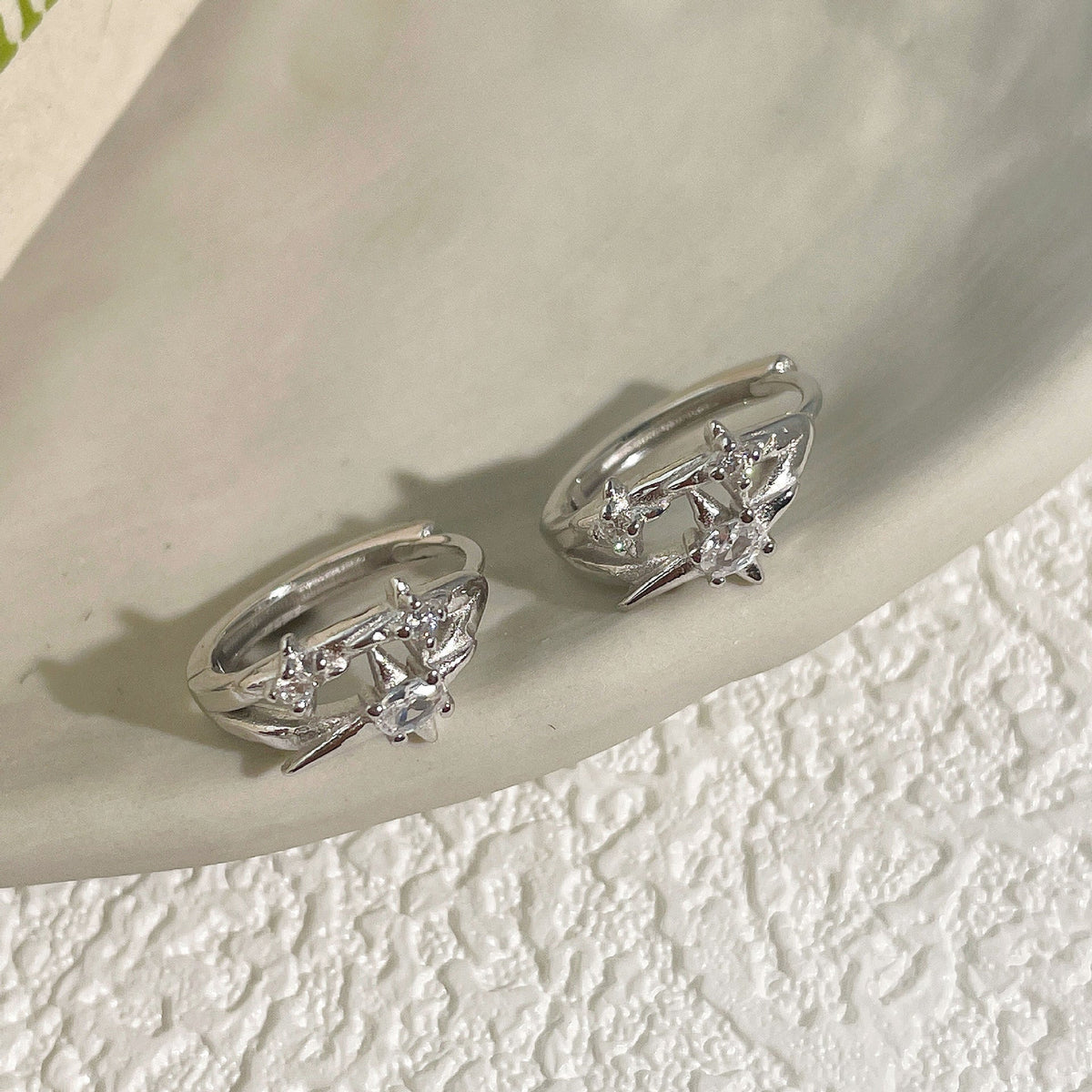 925 sterling silver zircon ear buckle - silvery