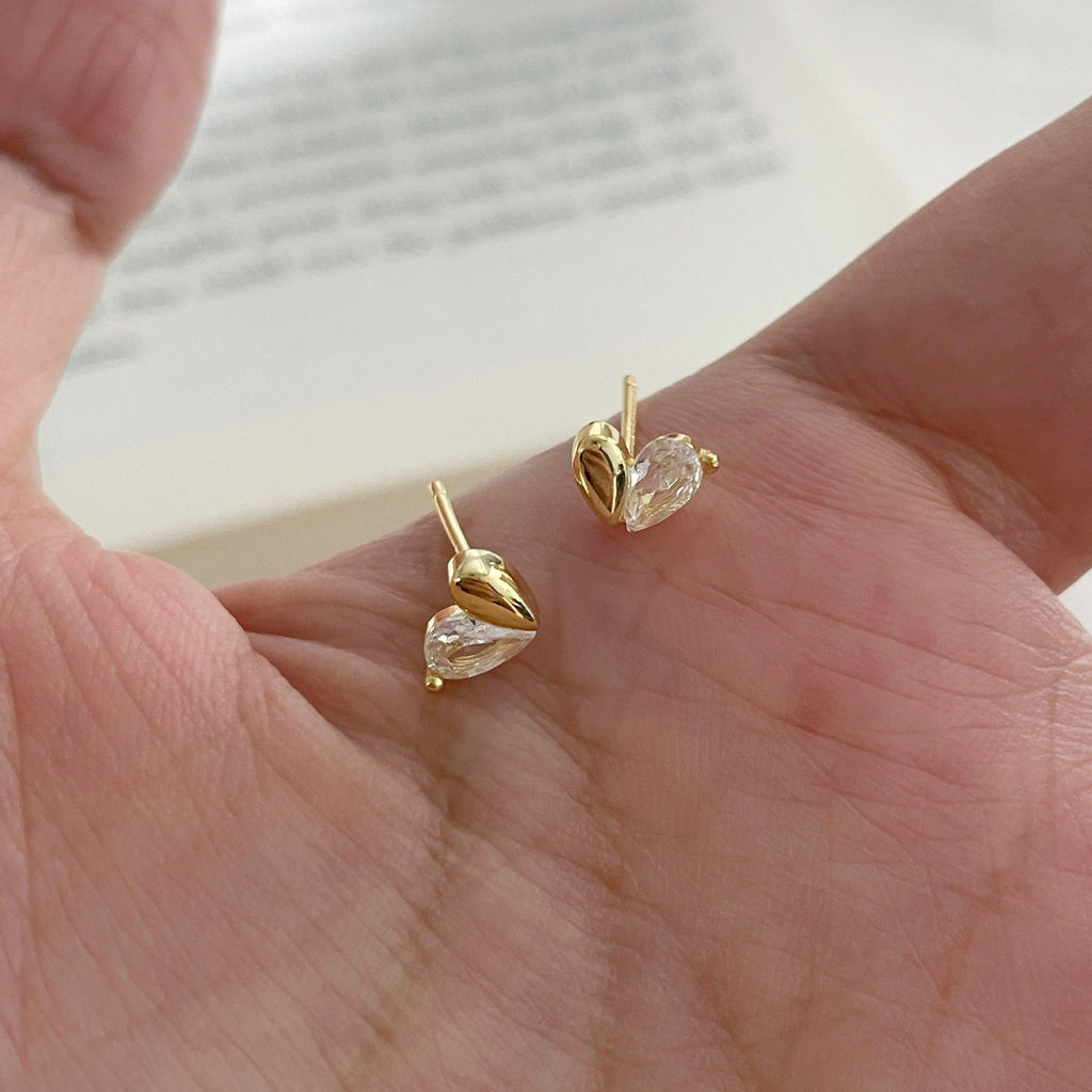 925 sterling silver heart-shaped earrings - golden