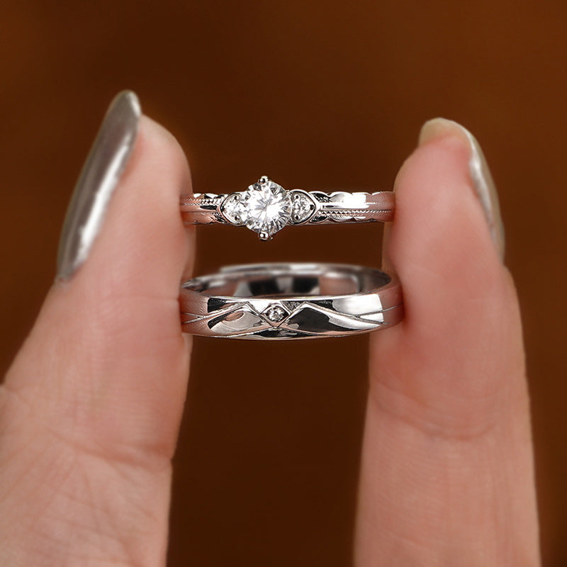 999 Silver Couple Ring - Silvery
