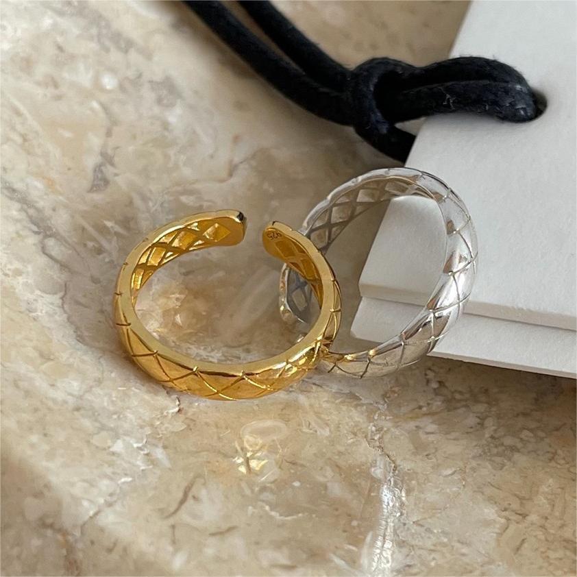 S925 sterling silver striped open ring