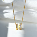 925 sterling silver H-letter pendant necklace - golden