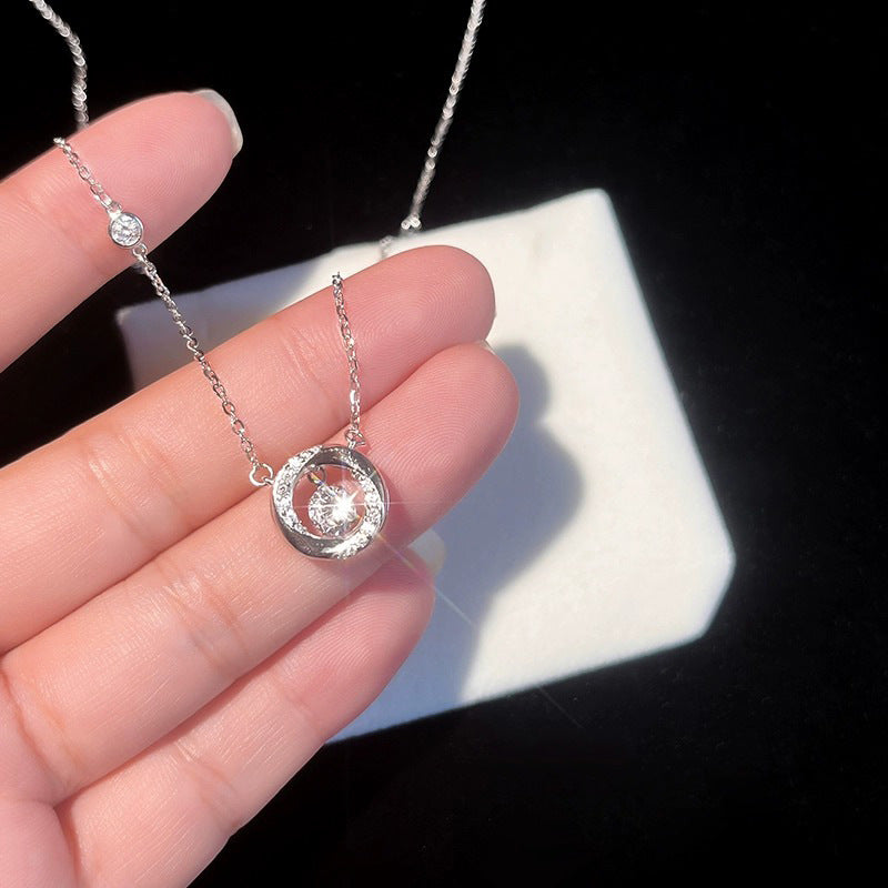 925 sterling silver sparkling zirconium pendant necklace - silver