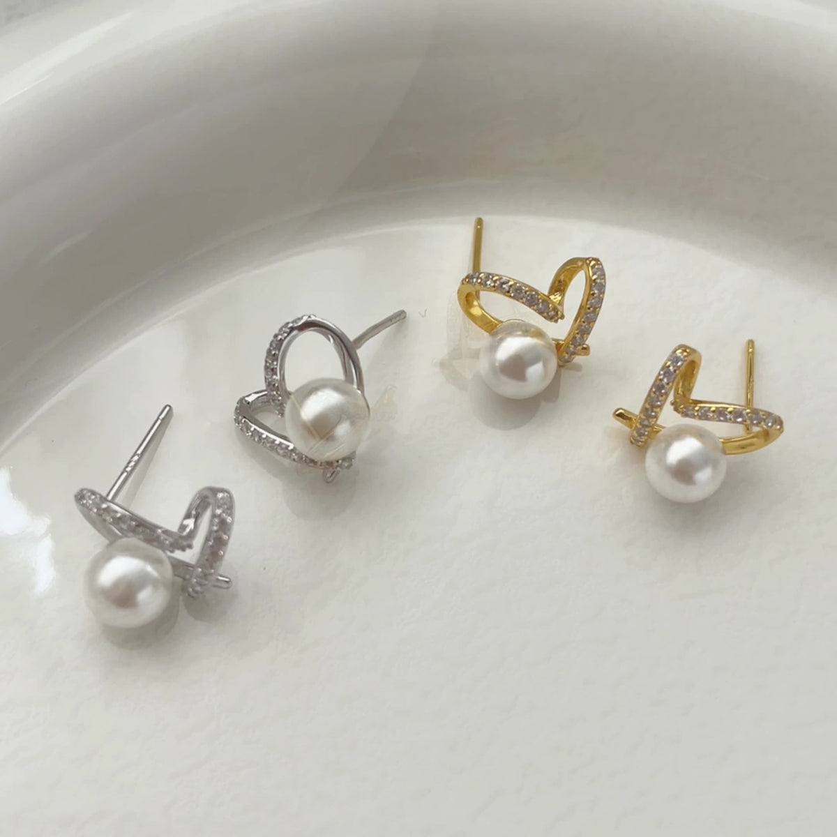 S925 pure silver heart set with super sparkling zircon earrings