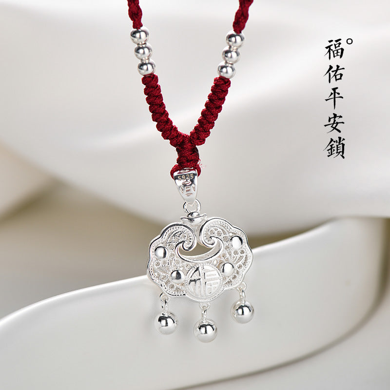 925 sterling silver safety lock pendant necklace