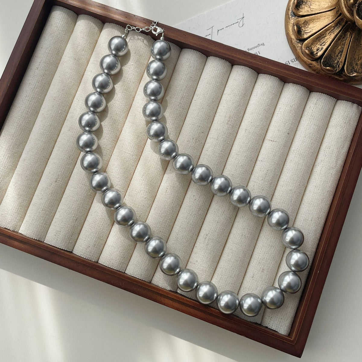 S925 silver imitation pearl bead necklace