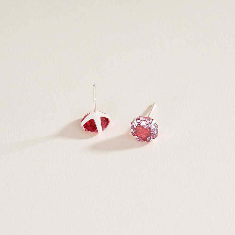 S925 Sterling Silver Octagonal Rose-Cut Zircon Stud Earrings