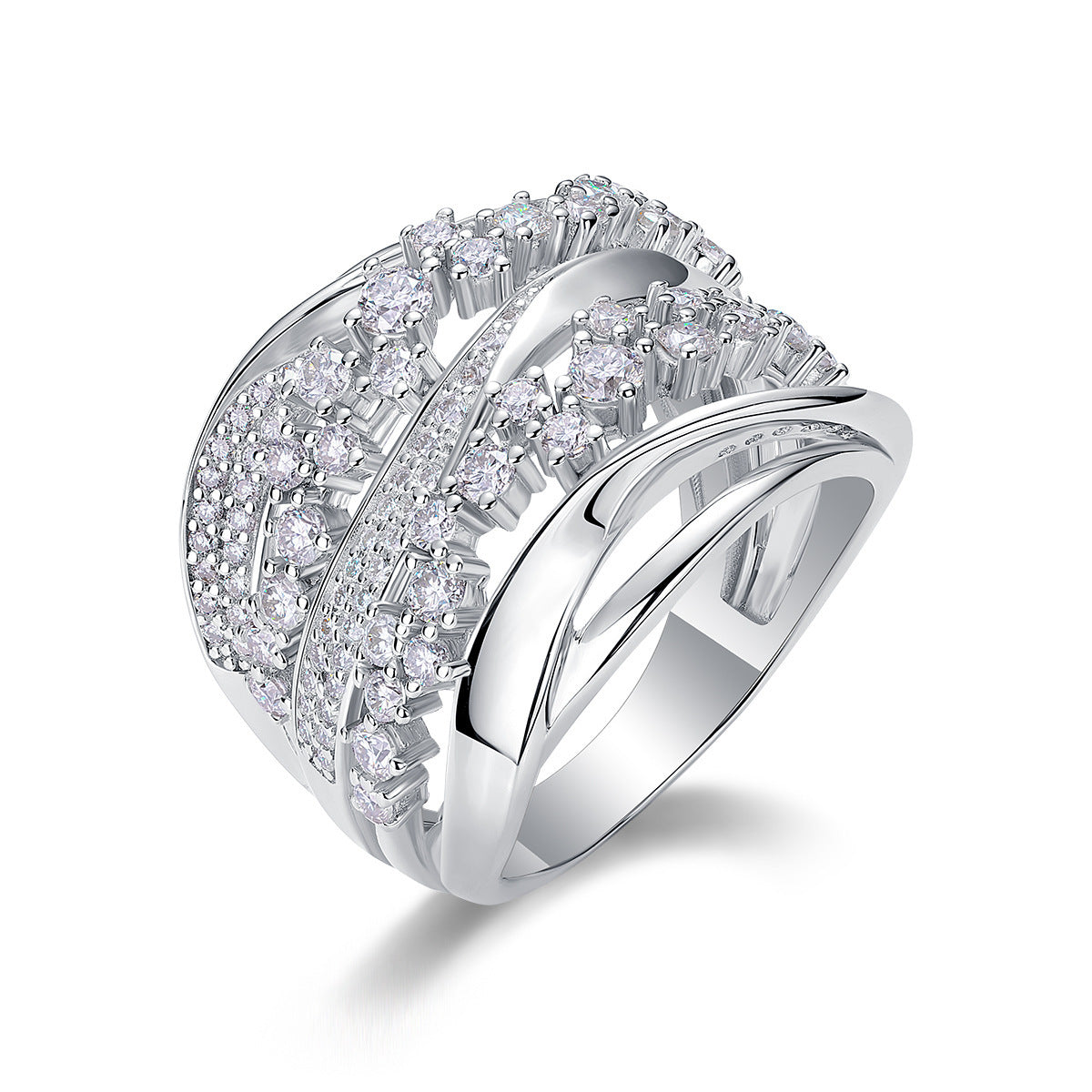 102-Stone Moissanite Solid-Band Ring