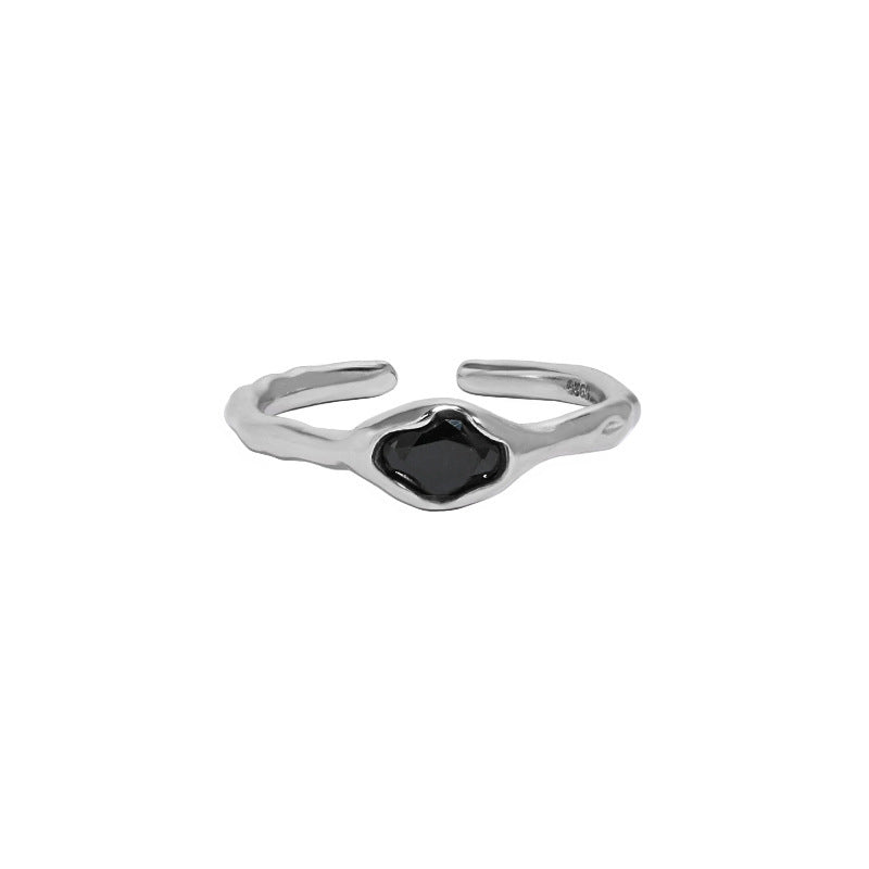 Organic Bezel Set Zircon Open Ring – image 6