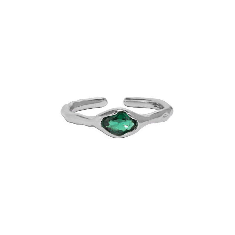 Organic Bezel Set Zircon Open Ring – image 7