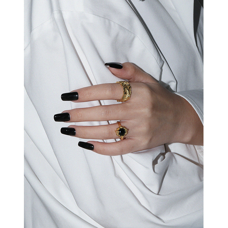 Embossed Floral Open Band Ring – detail view 3