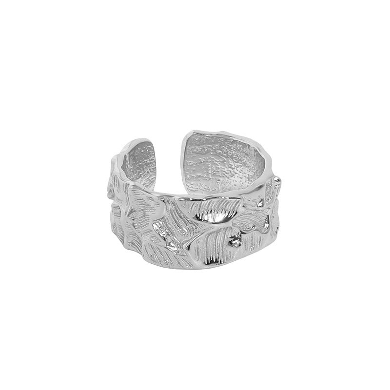 Embossed Floral Open Band Ring – image 6
