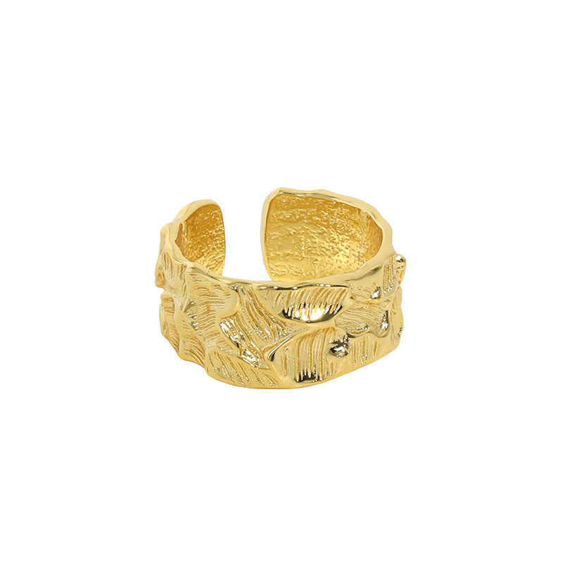 Embossed Floral Open Band Ring – image 7