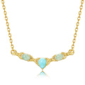 10K Gold V-Shaped Necklace Inlaid with Amazonite