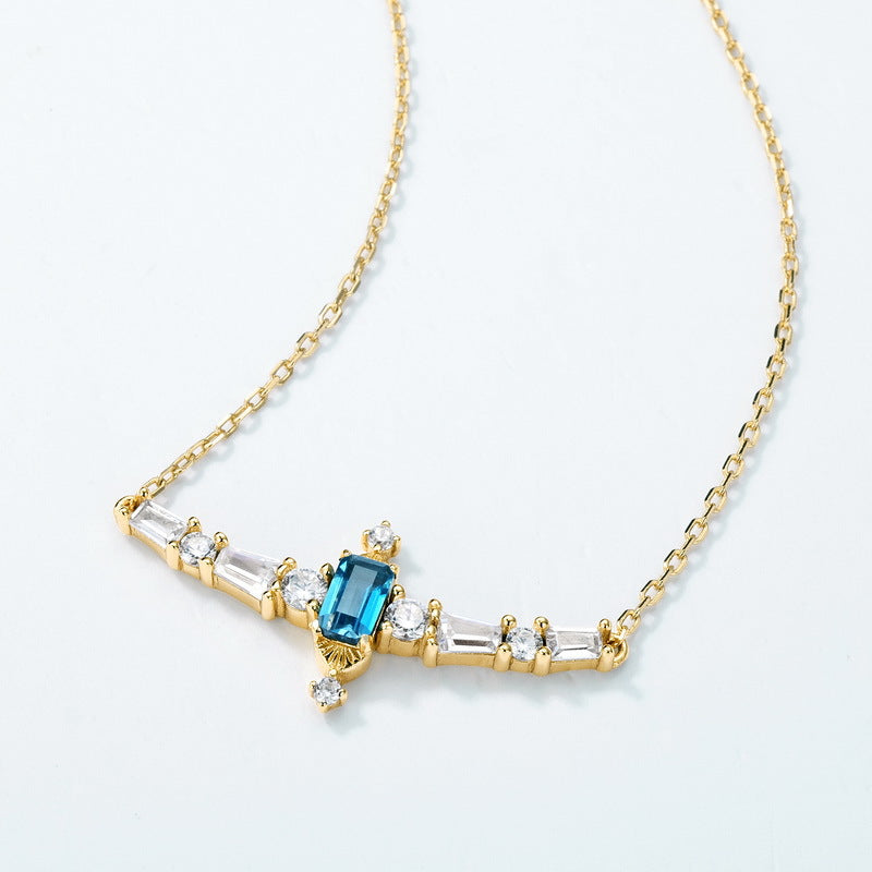 10K Gold Vintage Natural London Blue Topaz Necklace – vintage jewelry wholesale suppliers