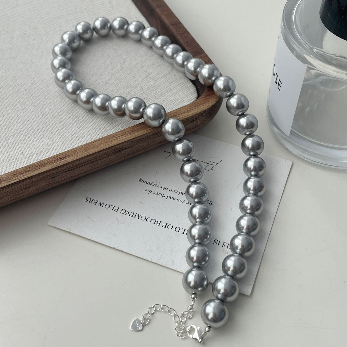 S925 silver imitation pearl bead necklace