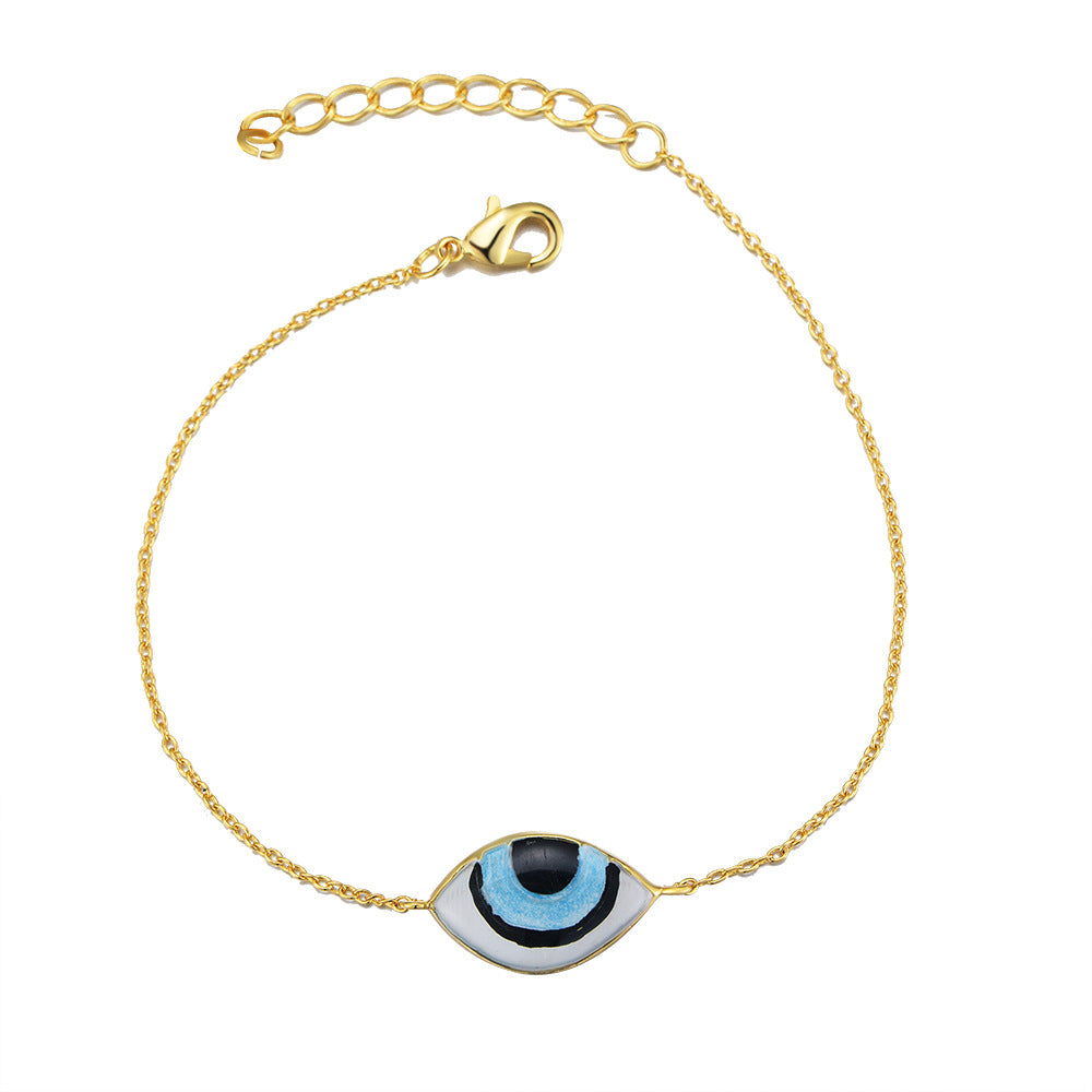 S925 Sterling Silver Retro Electroplated 14K Gold Devil's Eye Bracelet