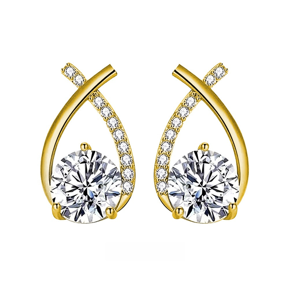 925 sterling silver fishtail crossed Moissanite earrings