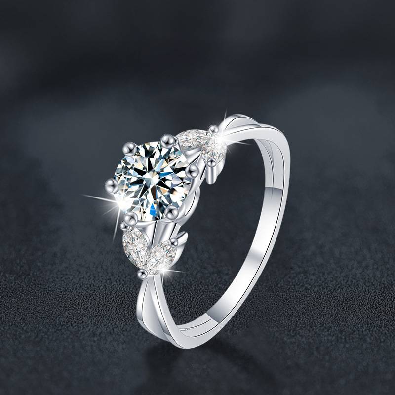 S925 Sterling Silver Floral Moissanite Ring
