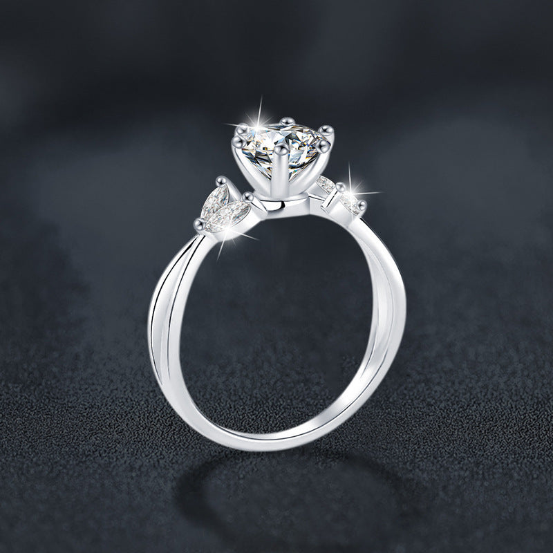 S925 Sterling Silver Floral Moissanite Ring