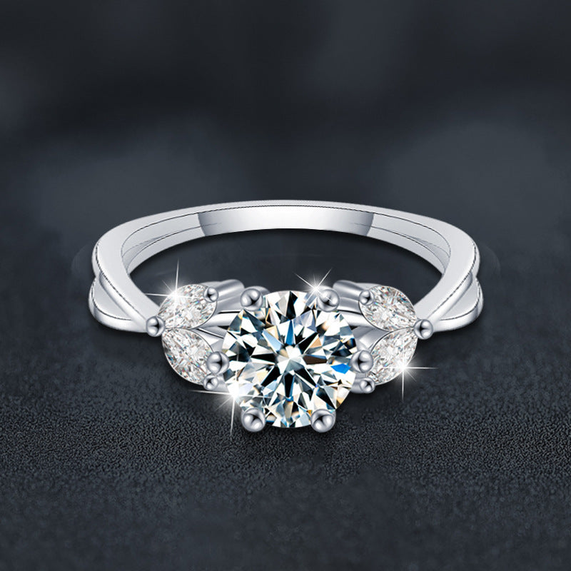 S925 Sterling Silver Floral Moissanite Ring