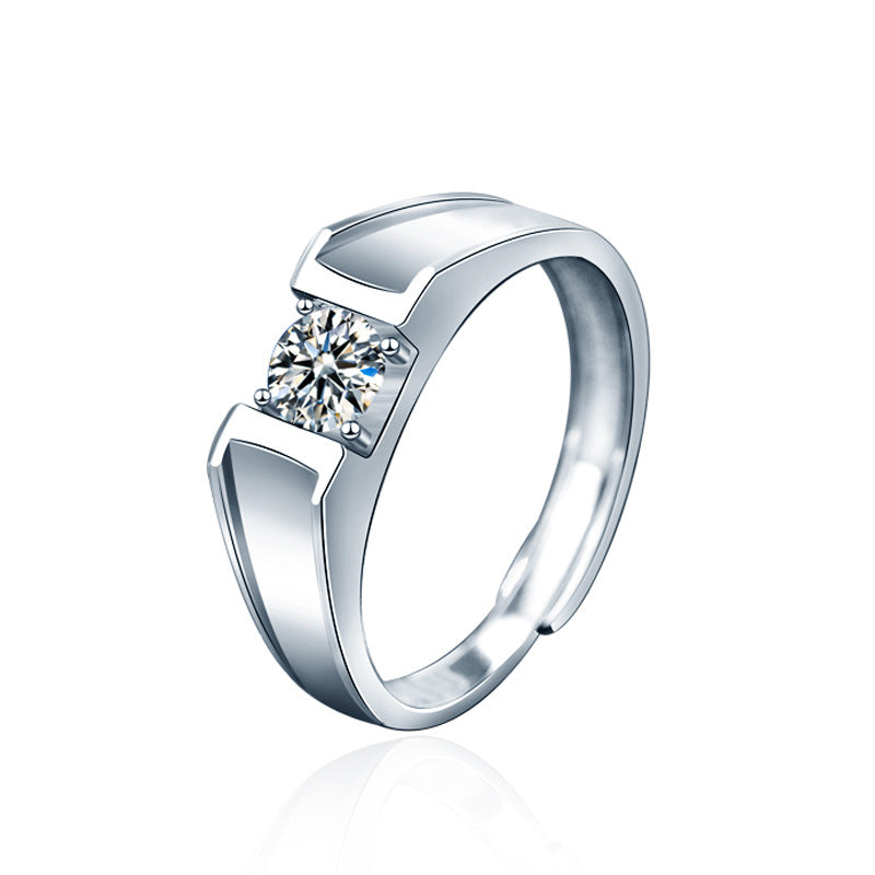 S925 Sterling Silver "Always By Your Side" Moissanite Couple Ring