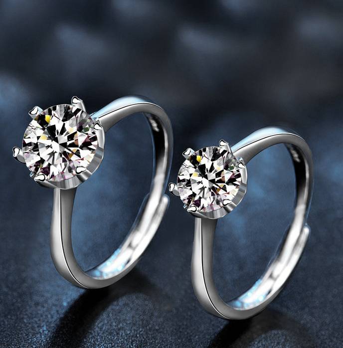 S925 Sterling Silver Classic Six Prong Moissanite Ring
