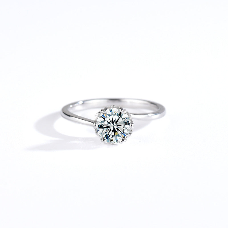 S925 Sterling Silver Snowflake Irregular Moissanite Engagement Ring