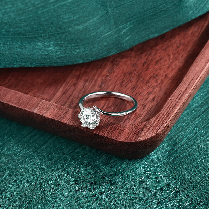 S925 Sterling Silver Snowflake Irregular Moissanite Engagement Ring