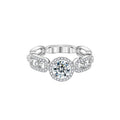 S925 Sterling Silver Plum Blossom Moissanite Diamond Accent Ring