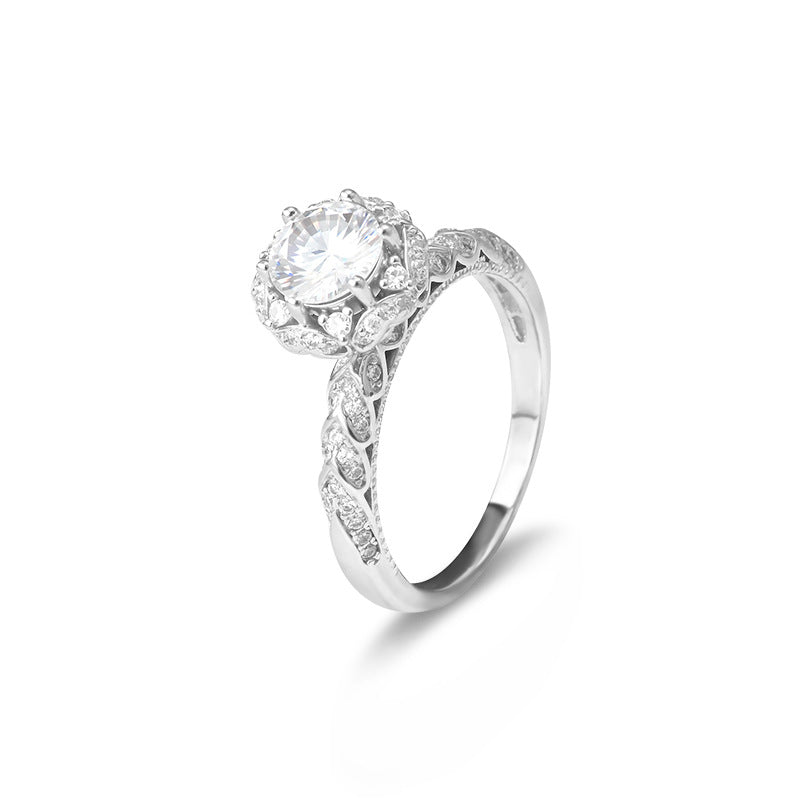 S925 Sterling Silver "Snow Queen" Moissanite Ring