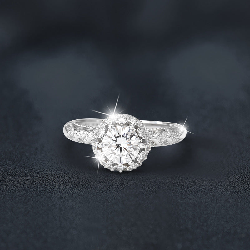 S925 Sterling Silver "Snow Queen" Moissanite Ring