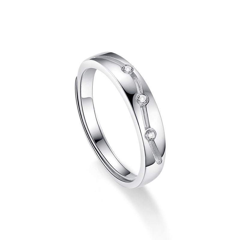 S925 Sterling Silver Moissanite Fated Love Couple Ring