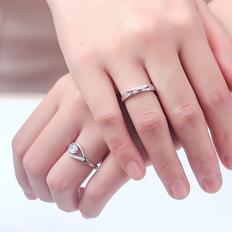 S925 Sterling Silver Moissanite Fated Love Couple Ring