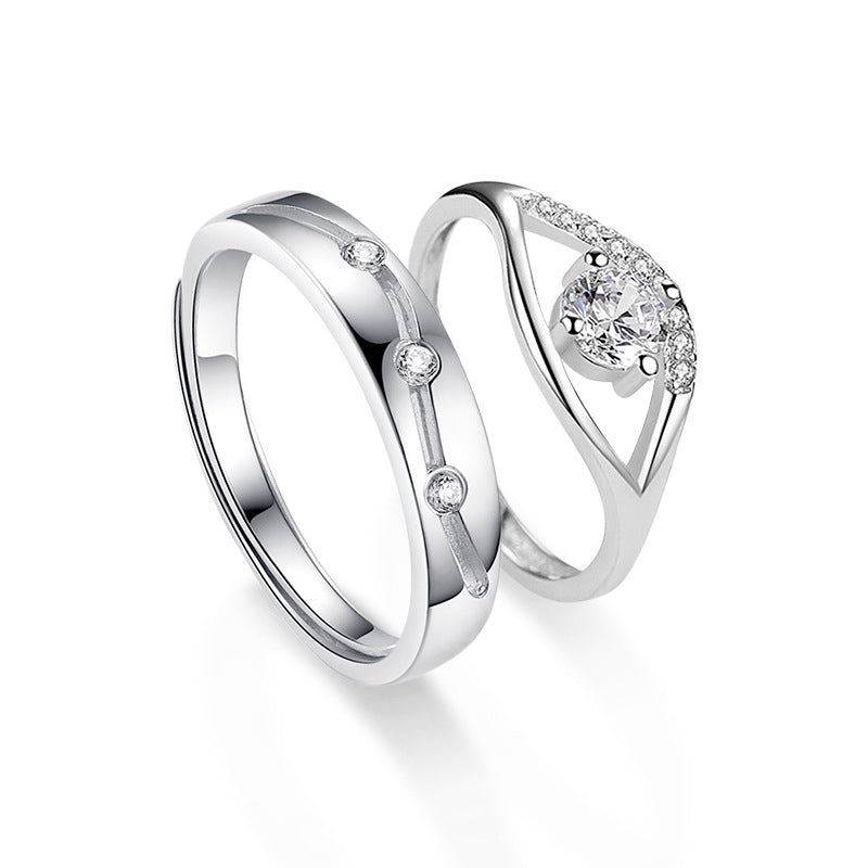 S925 Sterling Silver Moissanite Fated Love Couple Ring