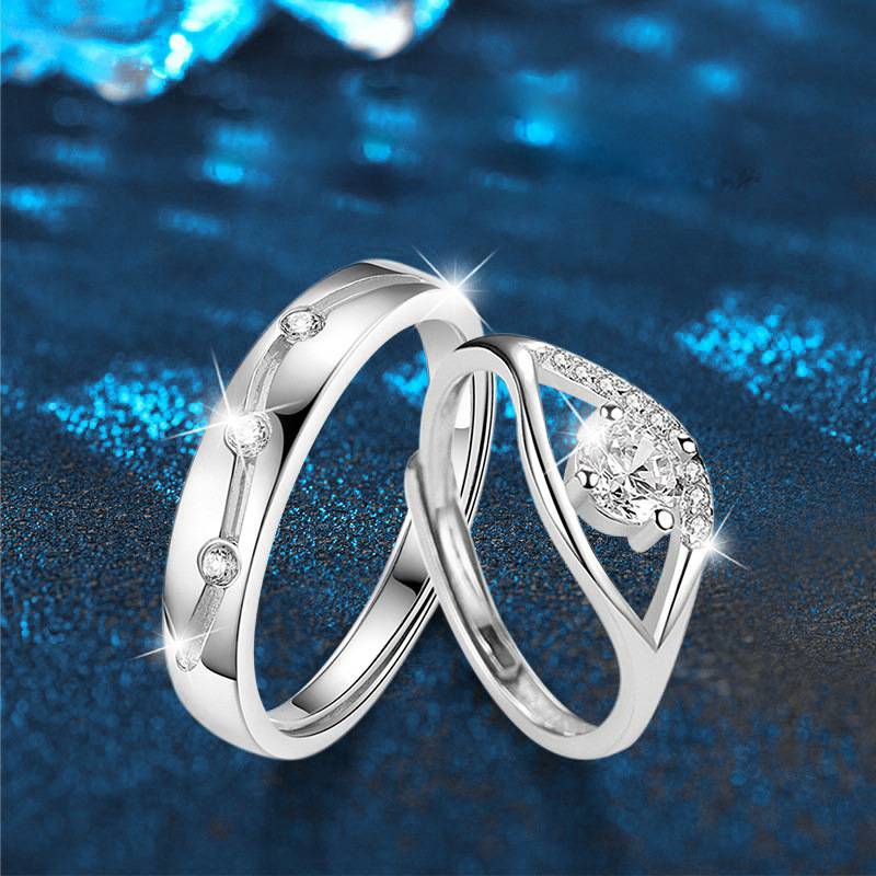 S925 Sterling Silver Moissanite Fated Love Couple Ring