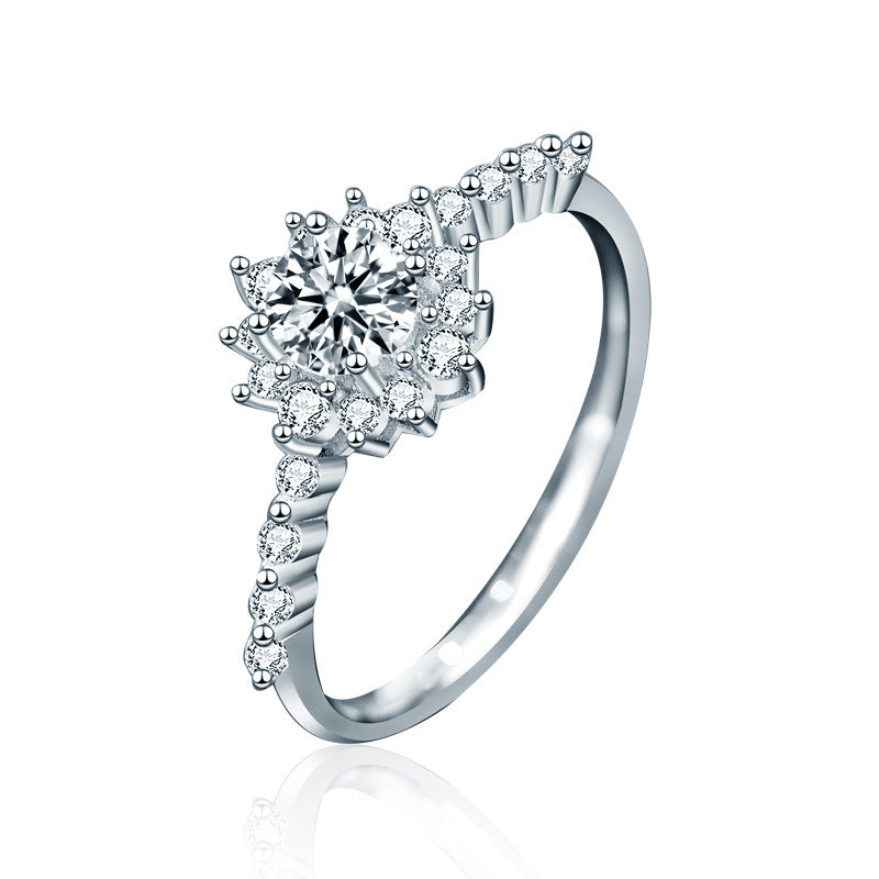 S925 Sterling Silver "Starry Night" Moissanite Engagement Ring