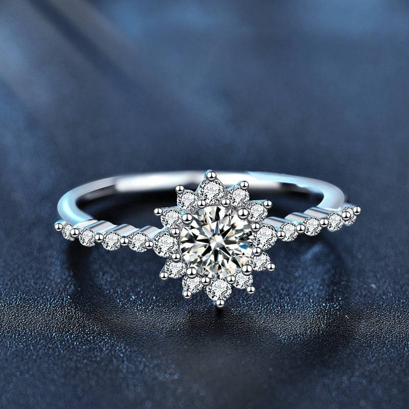 S925 Sterling Silver "Starry Night" Moissanite Engagement Ring