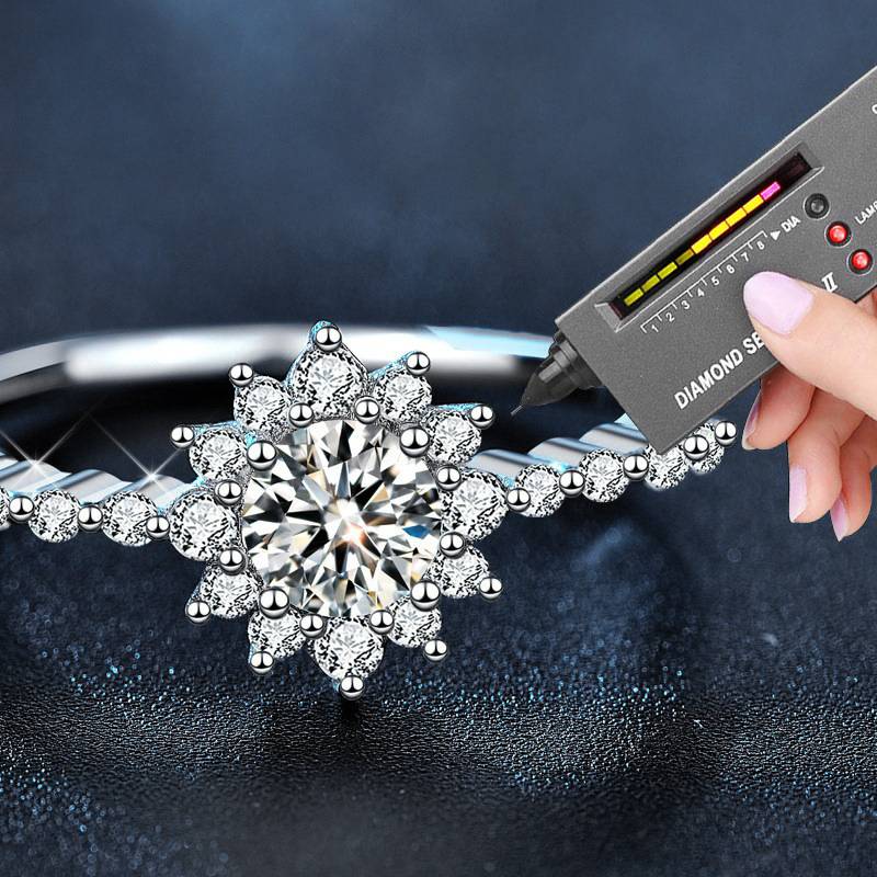 S925 Sterling Silver "Starry Night" Moissanite Engagement Ring