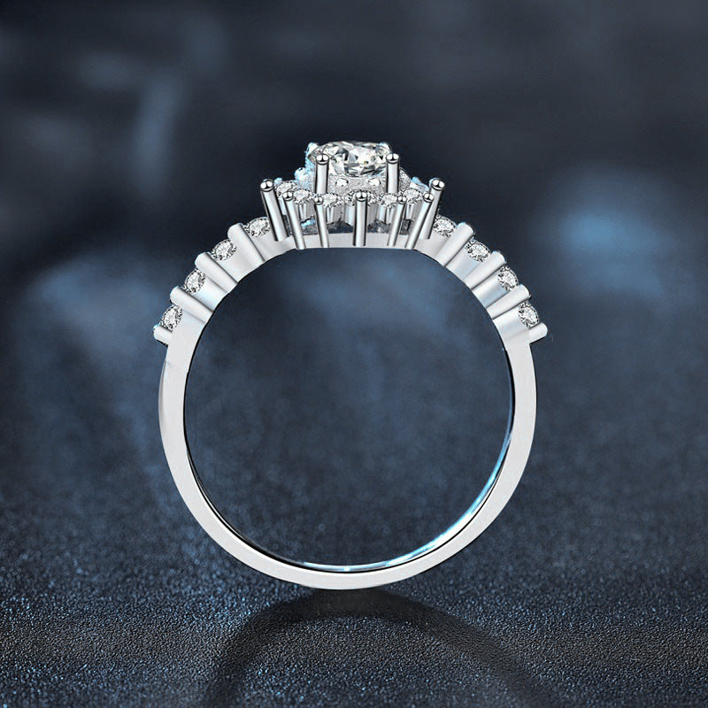S925 Sterling Silver "Starry Night" Moissanite Engagement Ring